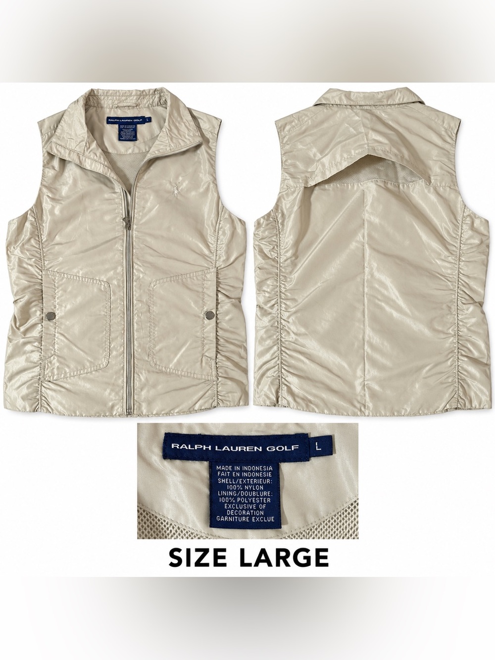 Ralph Lauren women ' Light Cream Quilted Golf Vest